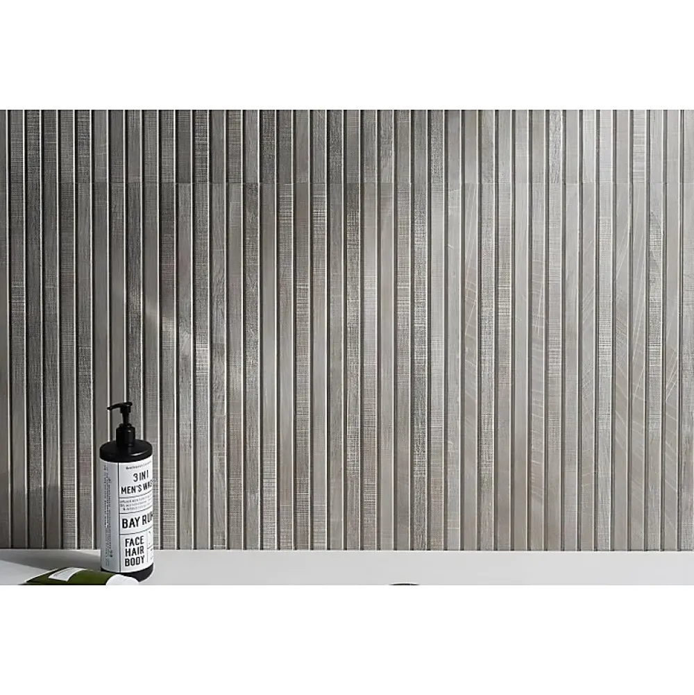 Aelle Carrelage Carrelage sol / mur effet bois bambou à relief 60x120 cm ARTWOOD RIBBON GREY- Carrelage Sol Effet Bois