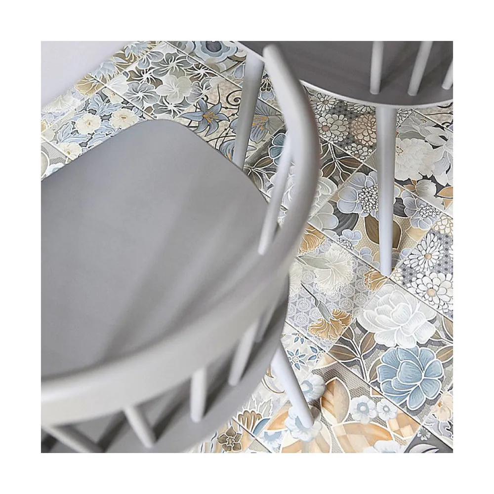 Aelle Carrelage Carrelage Sol Effet Carreaux De Ciment|Carrelage Sol Pour Cuisine<Carrelage sol / mur effet ciment 20x20 cm VODEVIL FLORE GRIS PATCHWORK