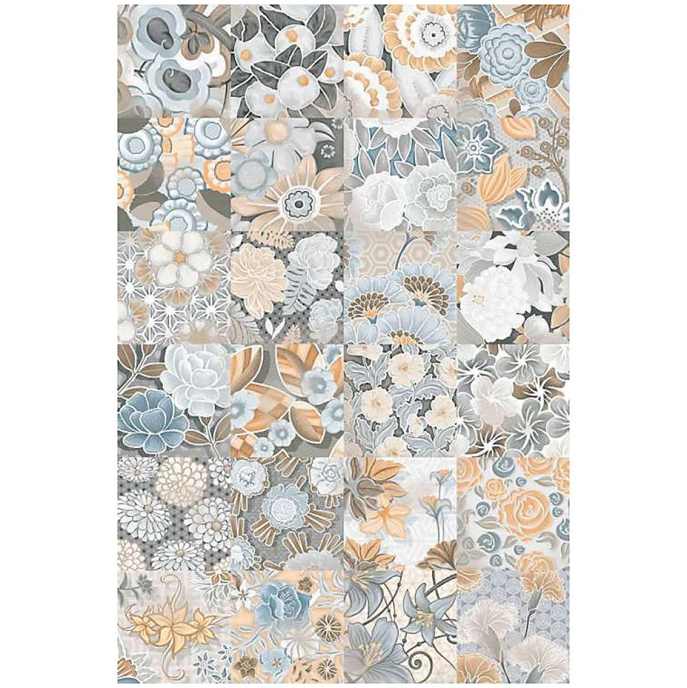 Aelle Carrelage Carrelage Sol Effet Carreaux De Ciment|Carrelage Sol Pour Cuisine<Carrelage sol / mur effet ciment 20x20 cm VODEVIL FLORE GRIS PATCHWORK