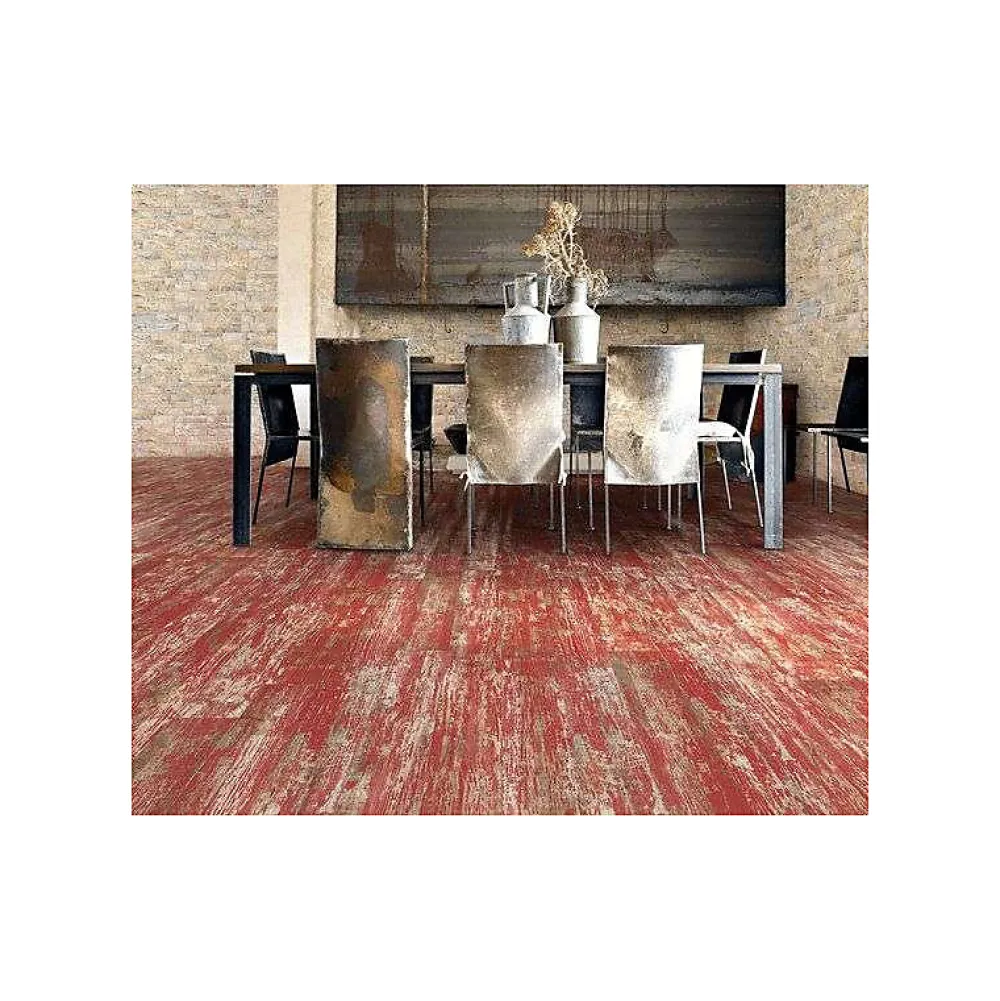 Aelle Carrelage Carrelage Sol Effet Bois<Carrelage sol / mur effet bois vieilli rouge 14,4 x 89,3 cm YUGO R VOLCAN
