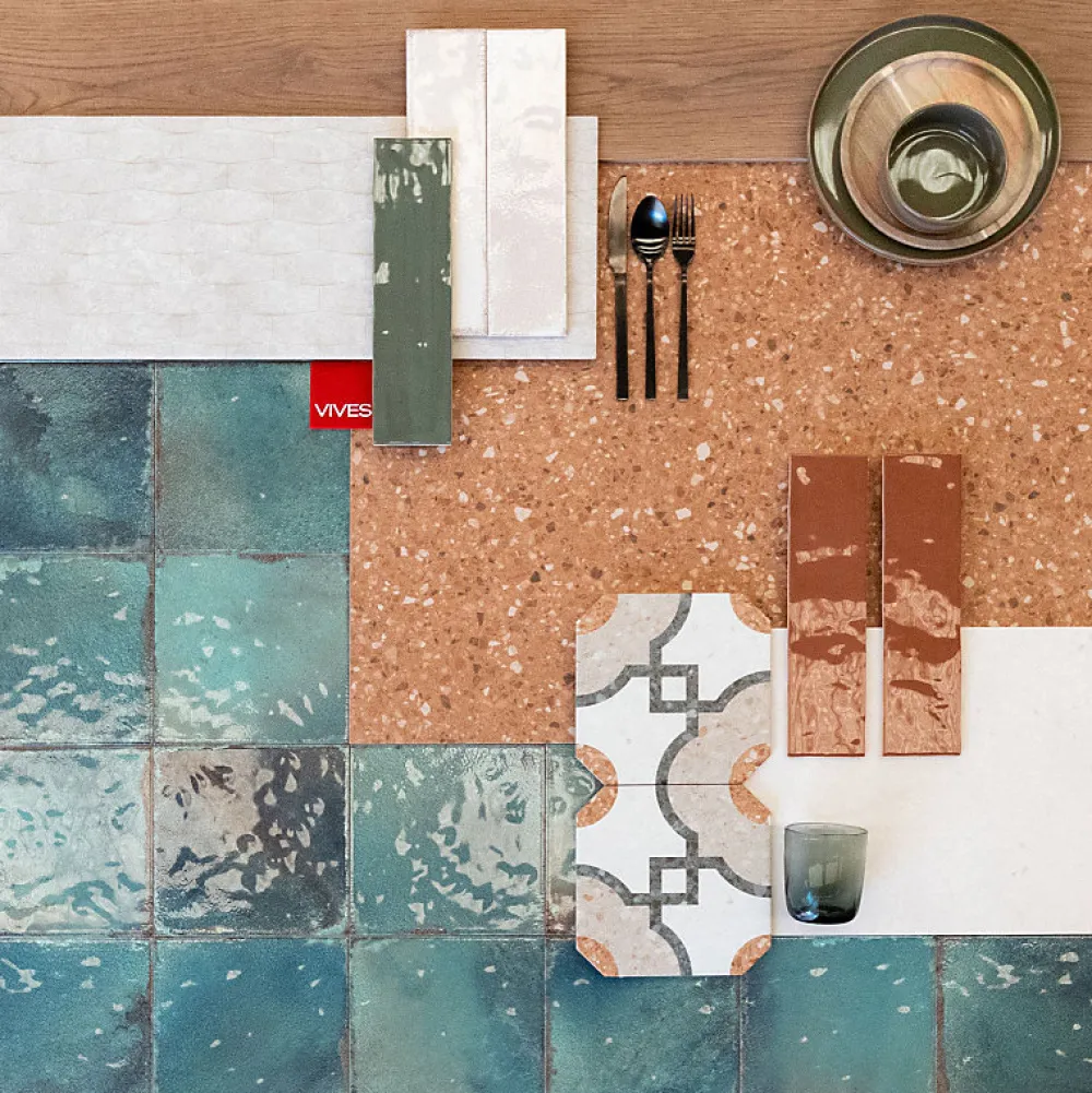 Aelle Carrelage Carrelage sol / mur effet terrazzo 80x80 cm NIZA-R Rojizo- Carrelage Sol Effet Terrazzo|Carrelage Sol Pour Cuisine