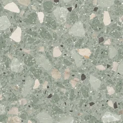 Aelle Carrelage Carrelage sol / mur effet terrazzo 80x80 cm MONACO R VERDE- Carrelage Sol Effet Pierre