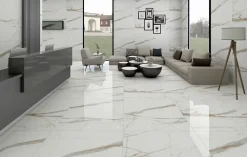 Limcaro Carrelage Sol Effet Marbre|Carrelage Sol Pour Pièce À Vivre<Carrelage sol / mur effet marbre blanc VOLGA STATUARIO l.60 x L.120 cm Brilliant