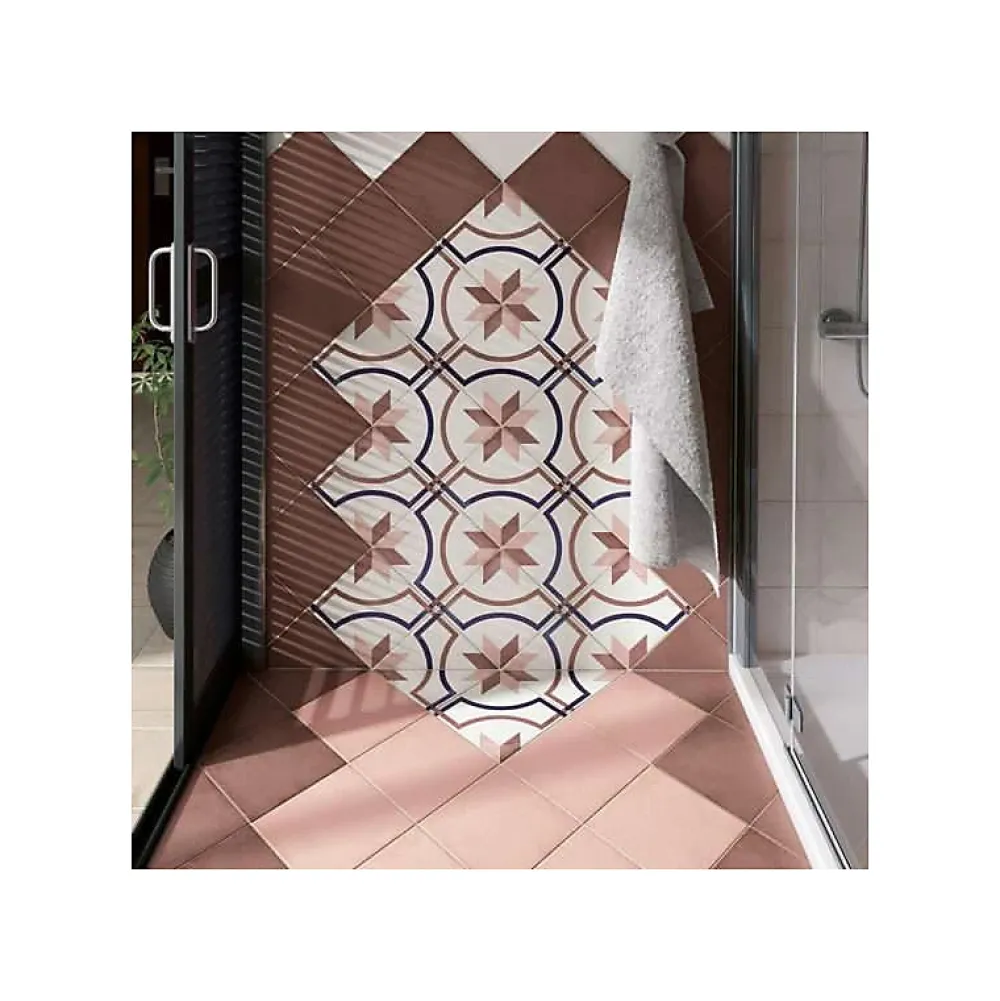 Aelle Carrelage Carrelage sol / mur effet ciment uni bordeaux 20x20 cm ART NOUVEAU UNI BURGUNDY- Carrelage Sol Effet Carreaux De Ciment
