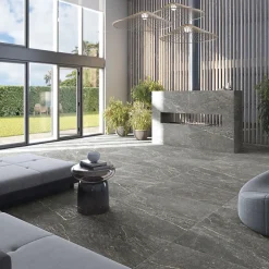 Aelle Carrelage Carrelage sol / mur effet pierre gris anthracite 60x120 cm BETILO R DARK- Carrelage Sol Effet Pierre