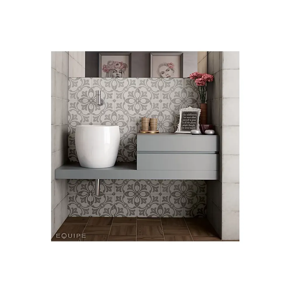 Aelle Carrelage Carrelage Sol Effet Carreaux De Ciment<Carrelage sol / mur effet ciment motif gris 20x20 cm ART NOUVEAU LA RAMBLA GREY