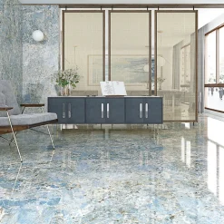 Eiffel art construction Carrelage Sol Effet Marbre<Carrelage sol / mur effet marbre bleu brillant 80x80 cm BIJOUX SAPHIR