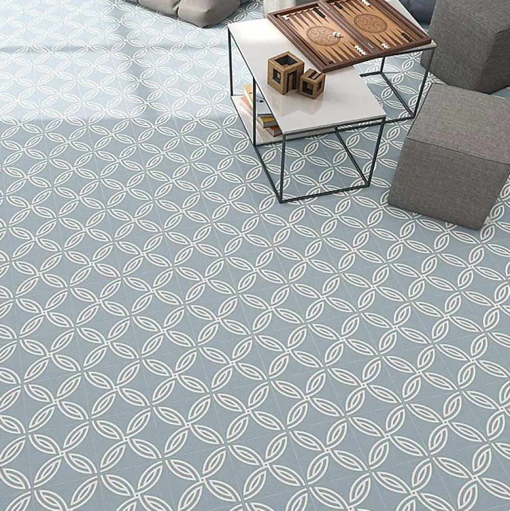 Aelle Carrelage Carrelage sol / mur effet ciment motif rosace 20x20 cm ALAMEDA ANDRASSY CIELO- Carrelage Sol Pour Wc|Carrelage Sol Uni