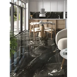 Eiffel art construction Carrelage Sol Pour Pièce À Vivre|Carrelage Sol Effet Marbre<Carrelage sol / mur effet marbre noir brillant 80x80 cm BIJOUX ASTER