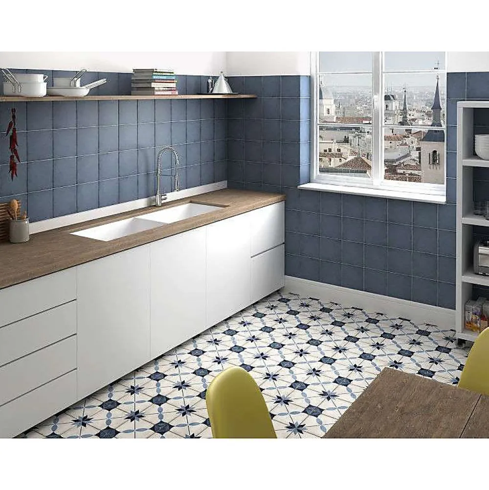 Aelle Carrelage Carrelage Sol Effet Carreaux De Ciment<Carrelage sol / mur effet ciment uni bleu gris 20x20 cm ART NOUVEAU UNI WOAD BLUE