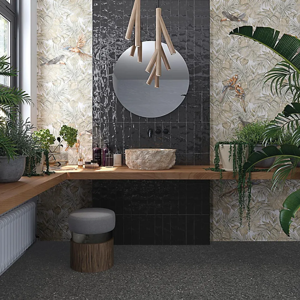 Aelle Carrelage Carrelage Sol Effet Terrazzo|Carrelage Sol Pour Cuisine<Carrelage sol / mur effet terrazzo 80x80 cm NIZA-R Negro