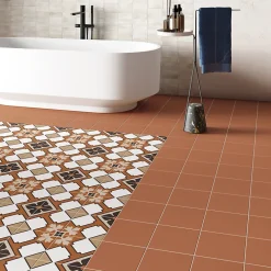 Aelle Carrelage Carrelage sol / mur effet ciment uni terracotta terre cuite 20x20 cm RIVOLI TERRE 30718- Carrelage Sol Effet Carreaux De Ciment|Carrelage Sol Pour Cuisine
