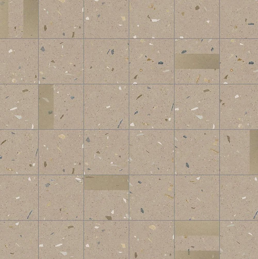 Eiffel art construction Carrelage sol / mur effet terrazzo 20x20 cm Croccante Eclair Avellana - Patchwork(vendu par boite de 1m2)- Carrelage Sol Effet Terrazzo