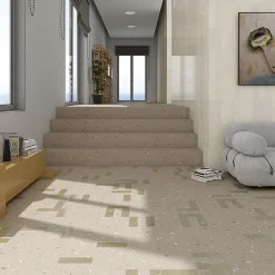 Eiffel art construction Carrelage sol / mur effet terrazzo 20x20 cm Croccante Eclair Avellana - Patchwork(vendu par boite de 1m2)- Carrelage Sol Effet Terrazzo