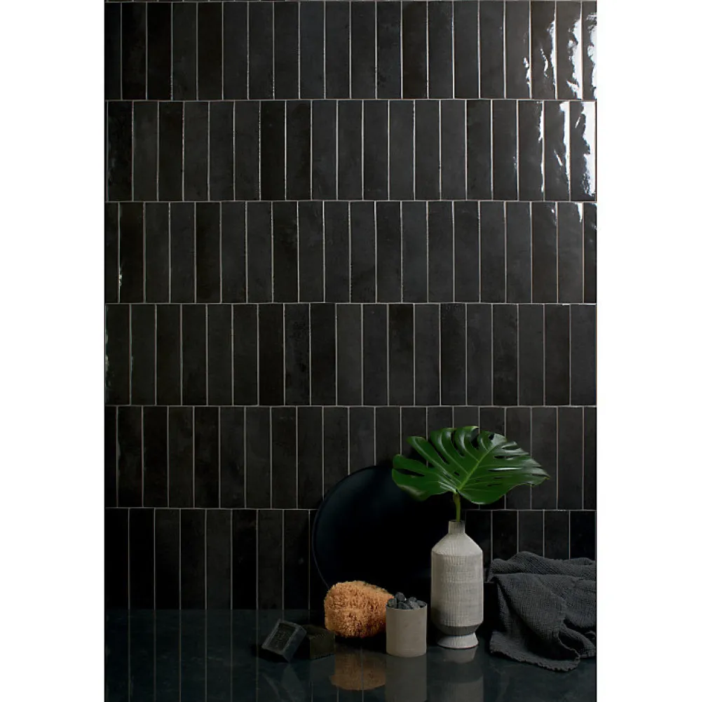 Aelle Carrelage Carrelage sol / mur faience effet zellige noir - Miniature SODA Nero Magma J382- Faïence Unie