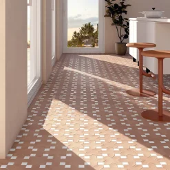 Aelle Carrelage Carrelage sol / mur forme croix 12x12 cm KASBAH BASE TERRACOTTA- Carrelage Sol Pour Cuisine|Carrelage Sol Effet Carreaux De Ciment