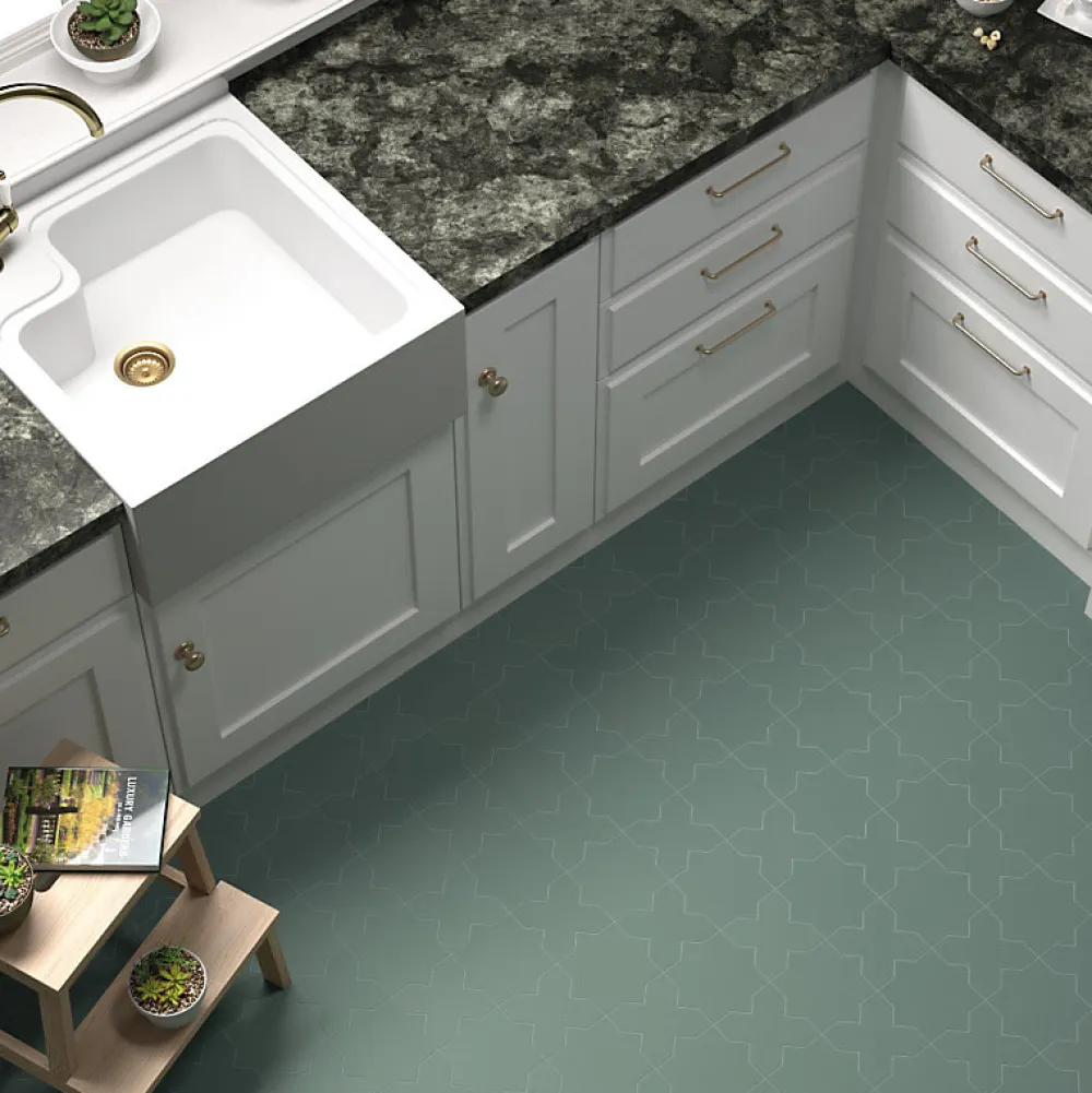 Aelle Carrelage Carrelage sol / mur forme étoile vert 16,8x16,8 cm PORTO STAR PICKLE GREEN- Carrelage Sol Uni