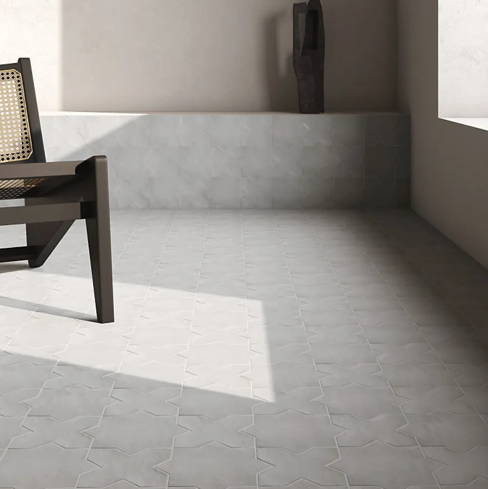 Aelle Carrelage Carrelage sol / mur forme étoile 16,8x16,8 cm KASBAH STAR SMOKE- Carrelage Sol Pour Wc|Carrelage Sol Uni