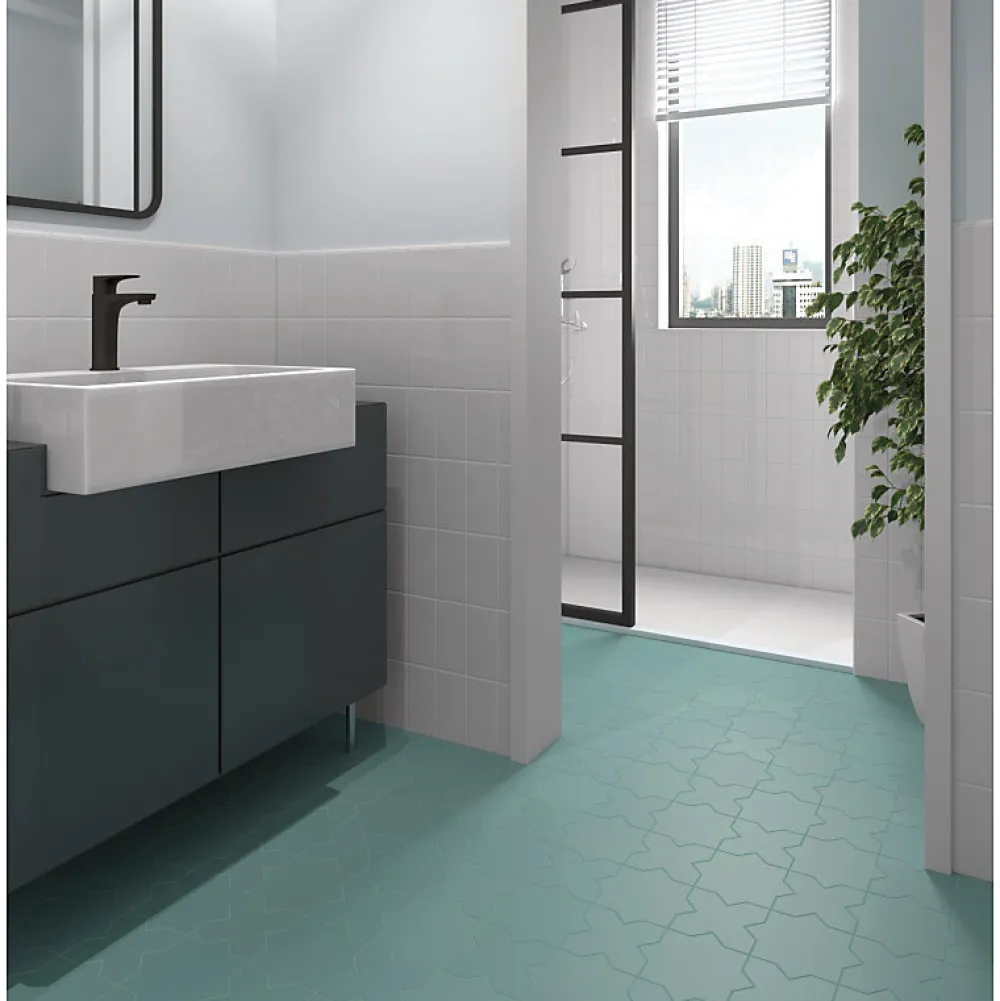 Aelle Carrelage Carrelage Sol Uni<Carrelage sol / mur forme croix bleu vert 12X12 cm PORTO CROSS JADE
