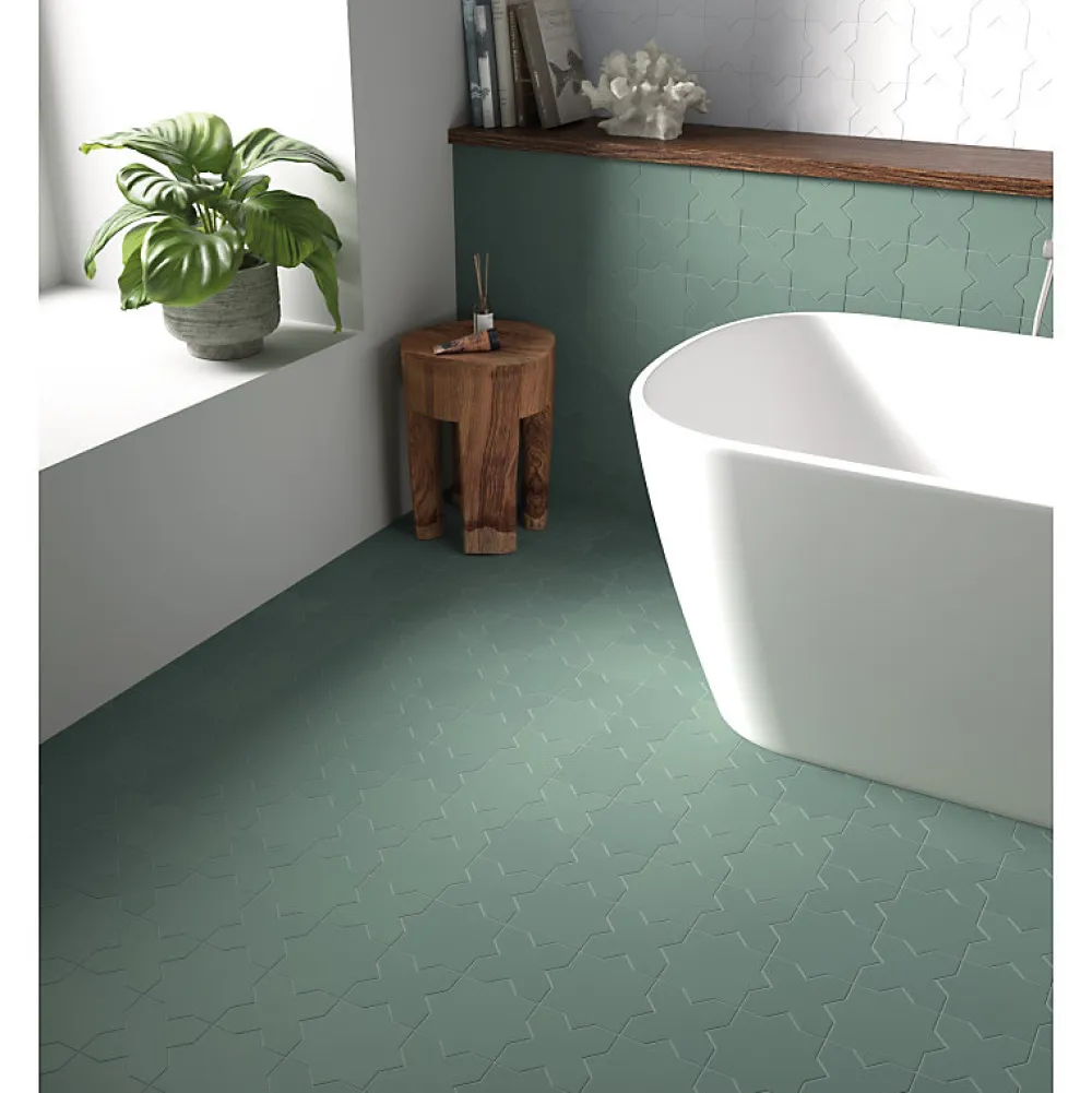 Aelle Carrelage Carrelage Sol Uni<Carrelage sol / mur forme croix blanc 12X12 cm PORTO CROSS WHITE