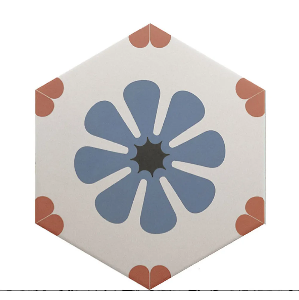 Aelle Carrelage Carrelage Sol Uni|Carrelage Sol Pour Wc<Carrelage sol / mur hexagonal à motif coloré 17,5x20 cm COIMBRA BELLA BLUE 30658