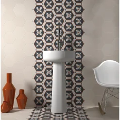 Aelle Carrelage Carrelage sol / mur hexagonal uni taupe 17,5x20 cm COIMBRA TAUPE 30634- Carrelage Sol Uni