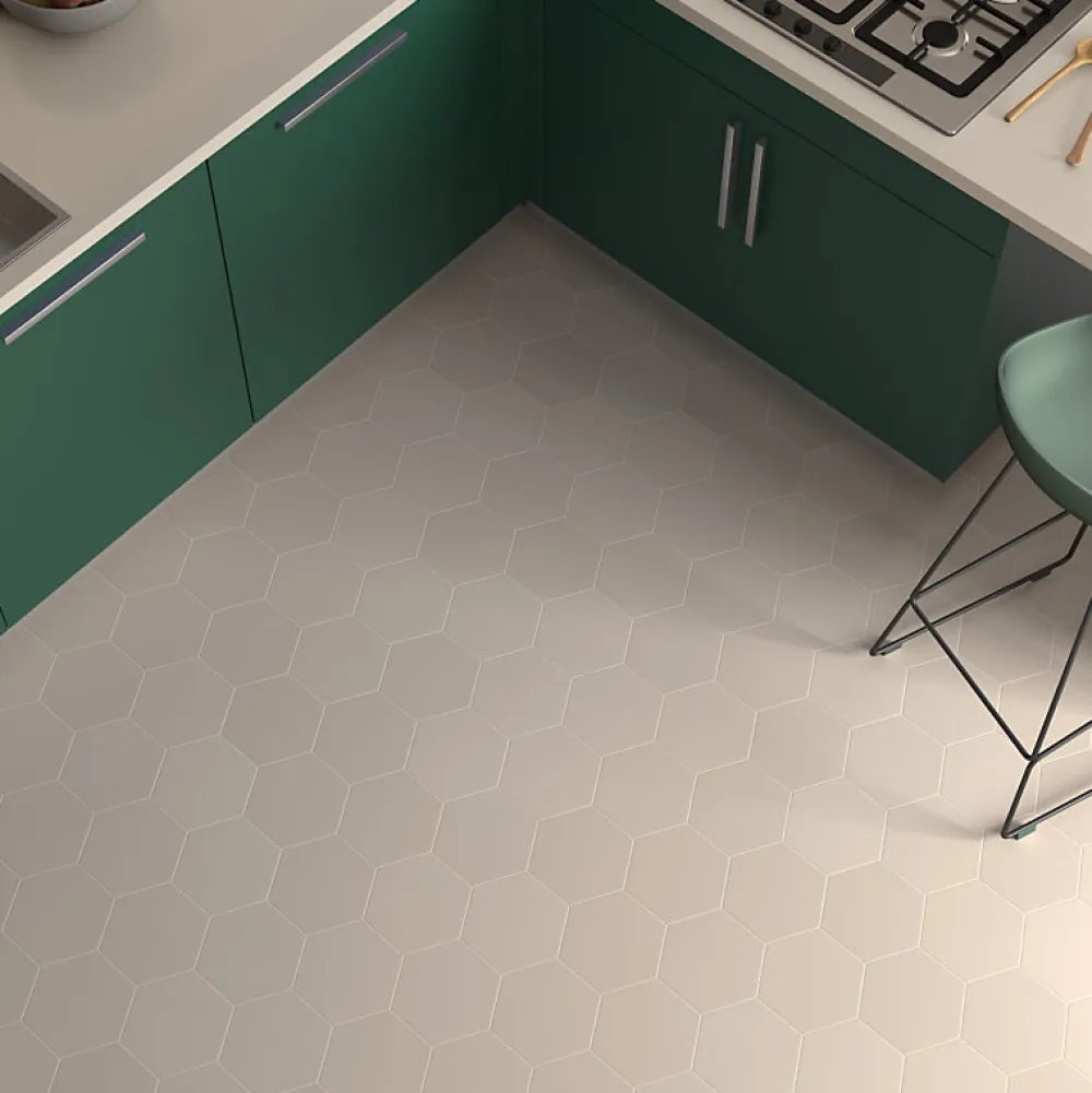 Aelle Carrelage Carrelage sol / mur hexagonal uni taupe 17,5x20 cm COIMBRA TAUPE 30634- Carrelage Sol Uni