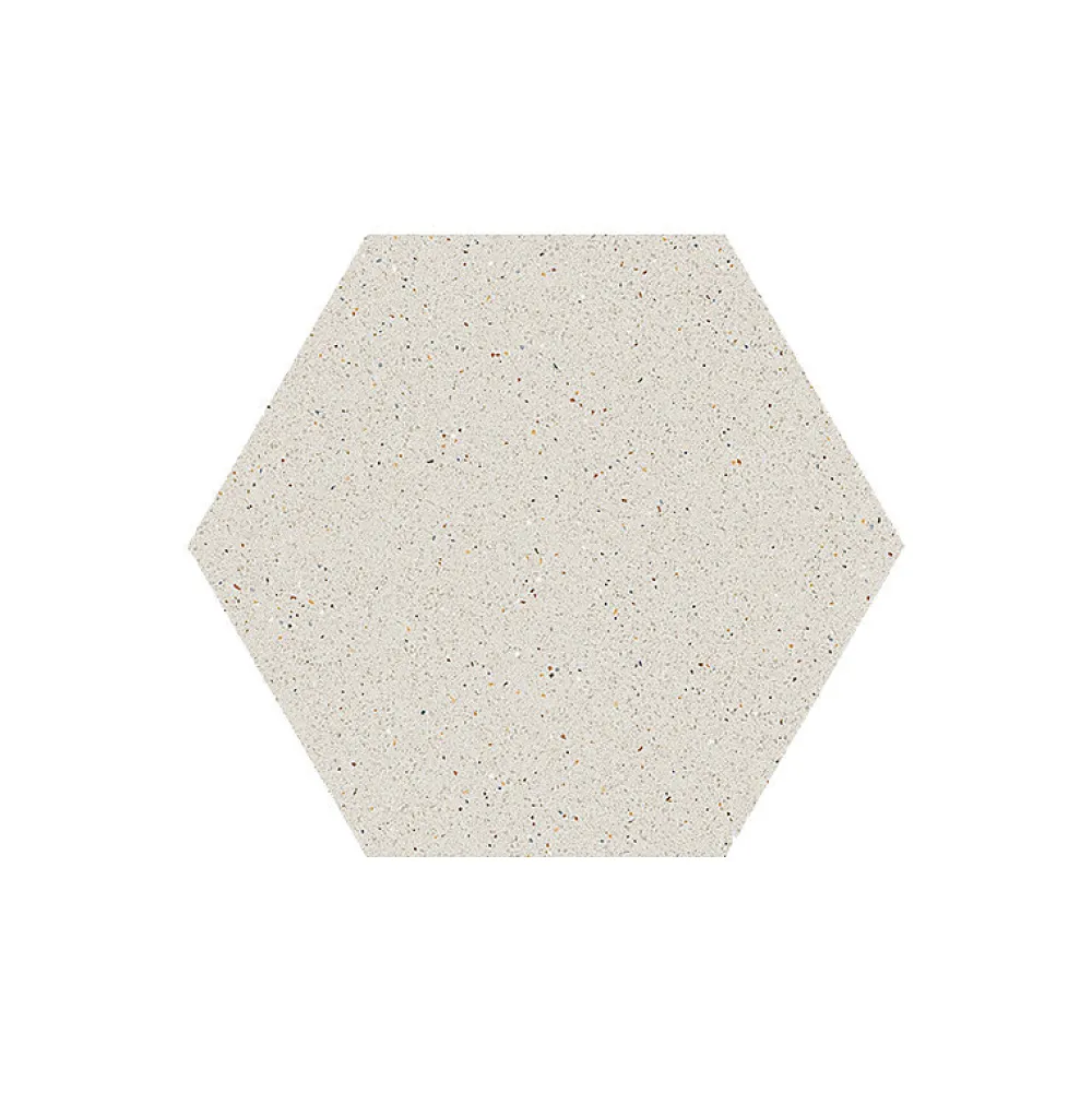 Eiffel art construction Carrelage Sol Effet Terrazzo<Carrelage sol / mur hexagonal effet terrazzo grand format blanc 51,9x59,9 cm MICRA Hexagono Blanco