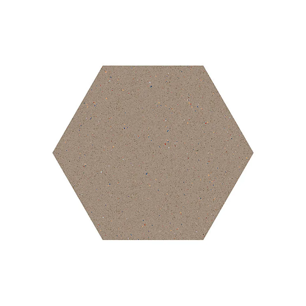 Eiffel art construction Carrelage sol / mur hexagonal effet terrazzo grand format marron 51,9x59,9 cm MICRA Hexagono Umbra- Carrelage Sol Effet Terrazzo