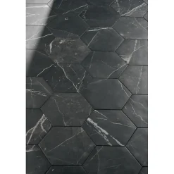 Aelle Carrelage Carrelage Sol Effet Marbre<Carrelage sol / mur hexagonal effet marbre noir mate 25x21,6 cm SCULTOREA dark diamond esagonal J471