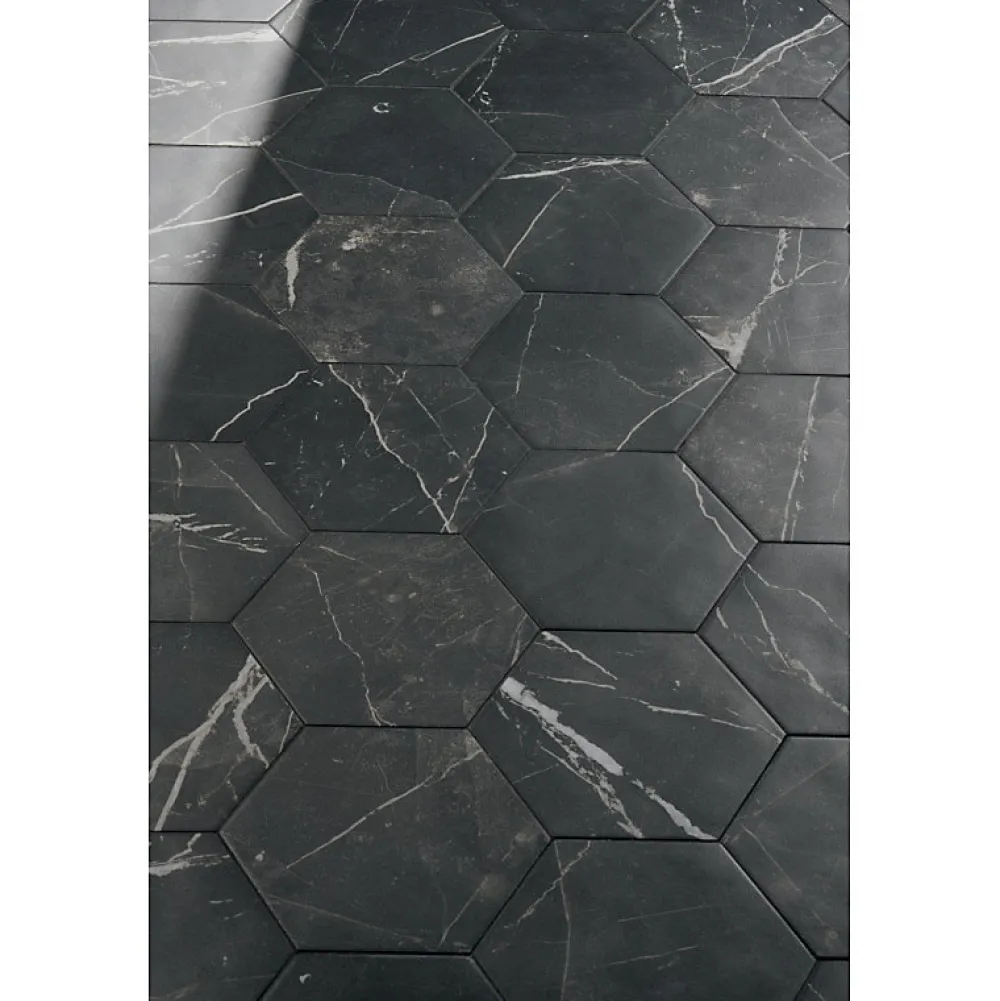 Aelle Carrelage Carrelage Sol Effet Marbre<Carrelage sol / mur hexagonal effet marbre noir mate 25x21,6 cm SCULTOREA dark diamond esagonal J471