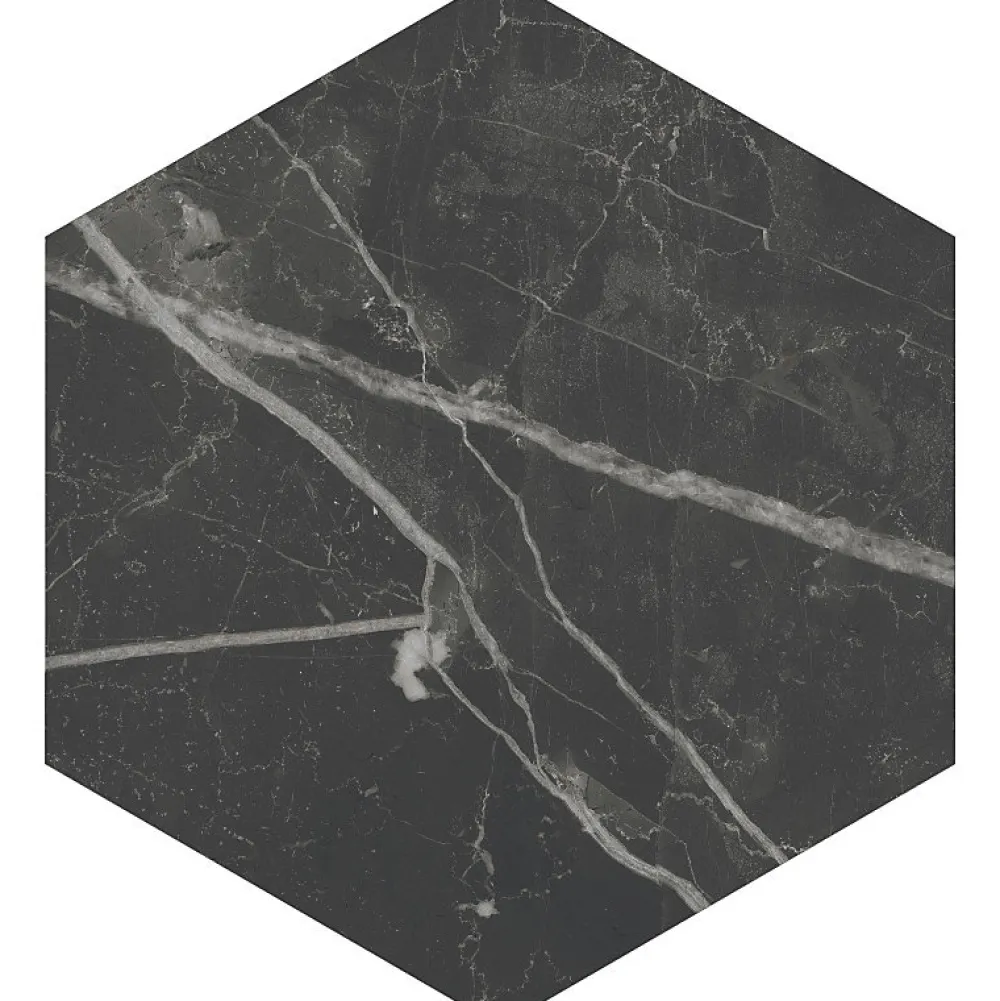 Aelle Carrelage Carrelage Sol Effet Marbre<Carrelage sol / mur hexagonal effet marbre noir mate 25x21,6 cm SCULTOREA dark diamond esagonal J471
