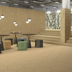 Eiffel art construction Carrelage sol / mur hexagonal effet terrazzo grand format 51,9x59,9 cm MICRA Hexagono Siena- Carrelage Sol Effet Terrazzo