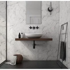 Aelle Carrelage Carrelage sol / mur hexagonal effet marbre blanc mate 17,5x20 cm CARRARA- Carrelage Sol Effet Marbre|Carrelage Sol Pour Pièce À Vivre