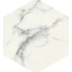Aelle Carrelage Carrelage sol / mur hexagonal effet marbre blanc mate 25x21,6 cmSCULTOREA statuario vena argento esagona J469- Carrelage Sol Effet Marbre