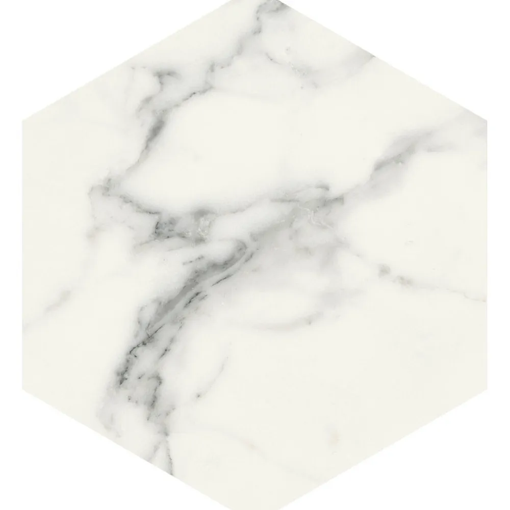 Aelle Carrelage Carrelage sol / mur hexagonal effet marbre blanc mate 25x21,6 cmSCULTOREA statuario vena argento esagona J469- Carrelage Sol Effet Marbre