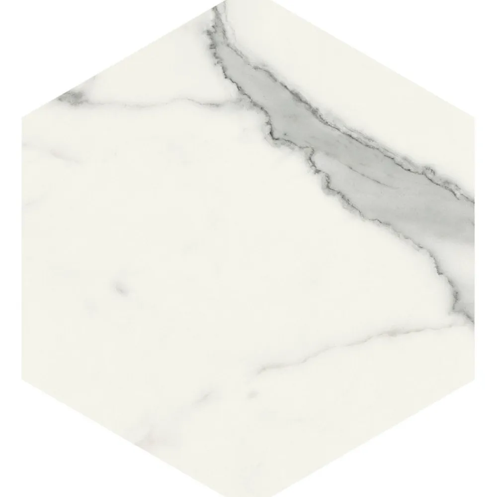 Aelle Carrelage Carrelage sol / mur hexagonal effet marbre blanc mate 25x21,6 cmSCULTOREA statuario vena argento esagona J469- Carrelage Sol Effet Marbre