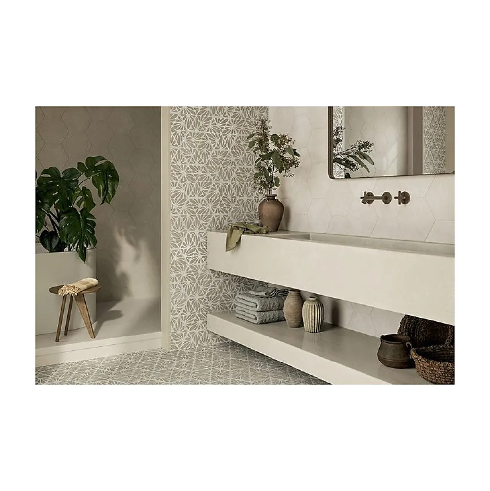 Eiffel art construction Carrelage Sol Effet Carreaux De Ciment|Carrelage Sol Pour Cuisine<Carrelage sol / mur hexagonal effet ciment 25x21,6 cm TERRACRETA Cesello Argilla (vendu par boite de 1.18m2)