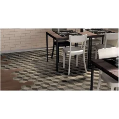 Eiffel art construction Carrelage sol / mur hexagonal effet ciment motif cube 25 x 21.6 cm TERRA ROMBO HEXAGONAL- Carrelage Sol Pour Wc|Carrelage Sol Uni