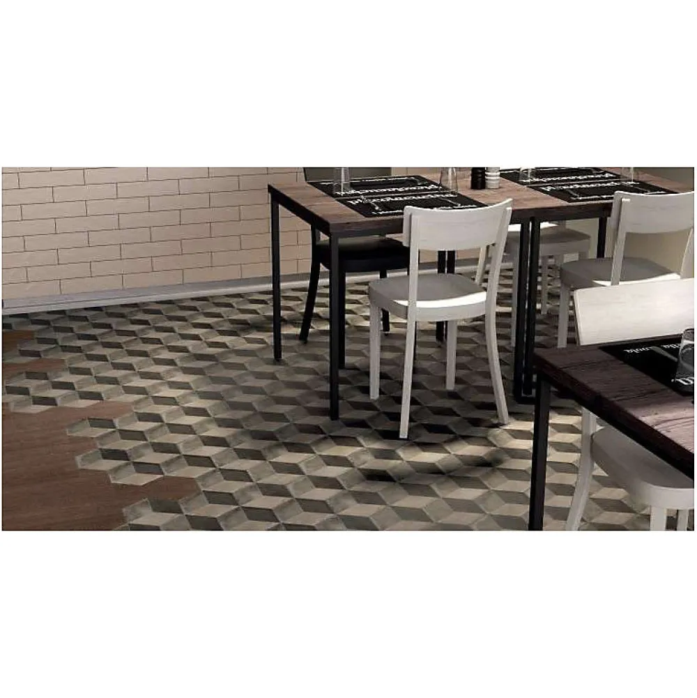 Eiffel art construction Carrelage sol / mur hexagonal effet ciment motif cube 25 x 21.6 cm TERRA ROMBO HEXAGONAL- Carrelage Sol Pour Wc|Carrelage Sol Uni