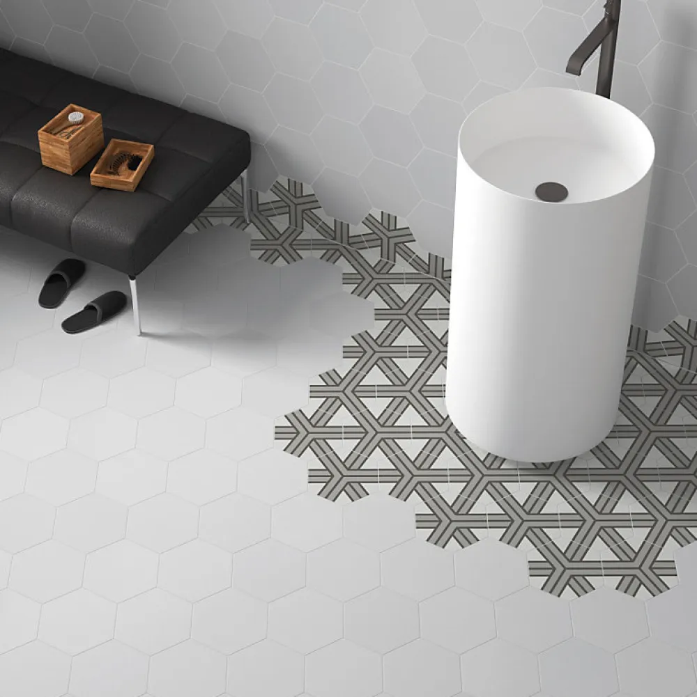 Aelle Carrelage Carrelage sol / mur hexagonal uni gris 17,5x20 cm COIMBRA OXFORD GRAY 30632- Carrelage Sol Uni