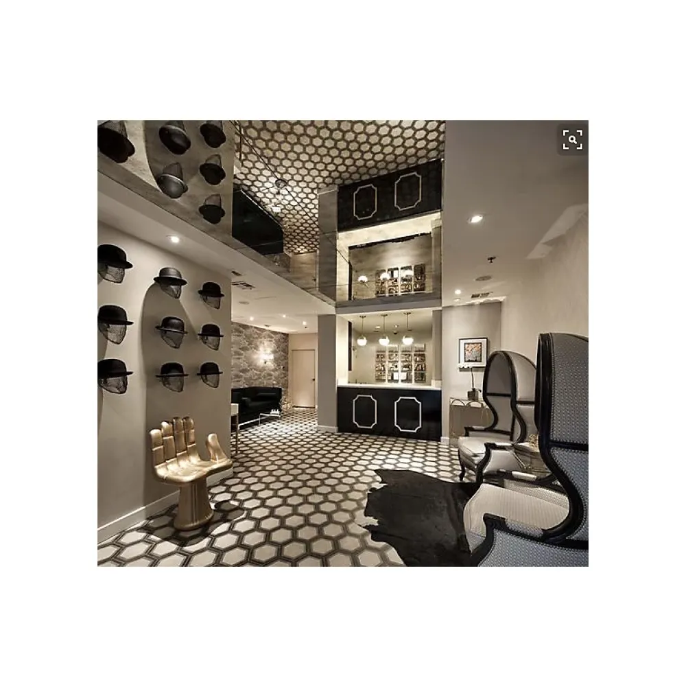 Eiffel art construction Carrelage sol / mur hexagonal effet ciment motif linéaire 25 x 21.6 cm TERRA CORNICE HEXAGONAL- Carrelage Sol Pour Wc