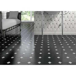Aelle Carrelage Carrelage sol / mur octogonal uni noir mate 20x20 cm OCTAGON NEGRO MATE- Carrelage Sol Pour Salle De Bains|Carrelage Sol Uni