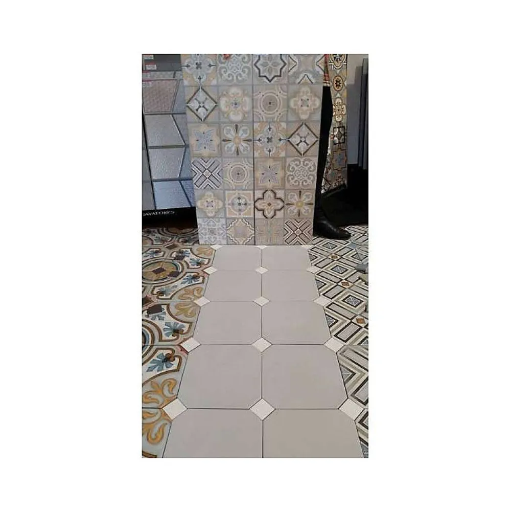 Aelle Carrelage Carrelage sol / mur octogonal uni gris 20x20 cm VODEVIL OCTOGONE CABARET HUMO- Carrelage Sol Effet Carreaux De Ciment