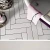 Aelle Carrelage Carrelage sol / mur pose baton rompu chevron uni blanc mate 9,2x36,8 cm STROMBOLI WHITE PLUME- Carrelage Sol Uni|Carrelage Sol Pour Wc