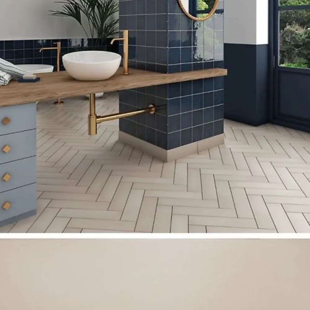 Aelle Carrelage Carrelage sol / mur pose baton rompu chevron uni beige mate STROMBOLI BEIGE GOBI- Carrelage Sol Pour Wc|Carrelage Sol Uni