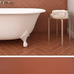 Aelle Carrelage Carrelage Sol Pour Wc<Carrelage sol / mur pose baton rompu chevron uni orange mate STROMBOLI CANYON