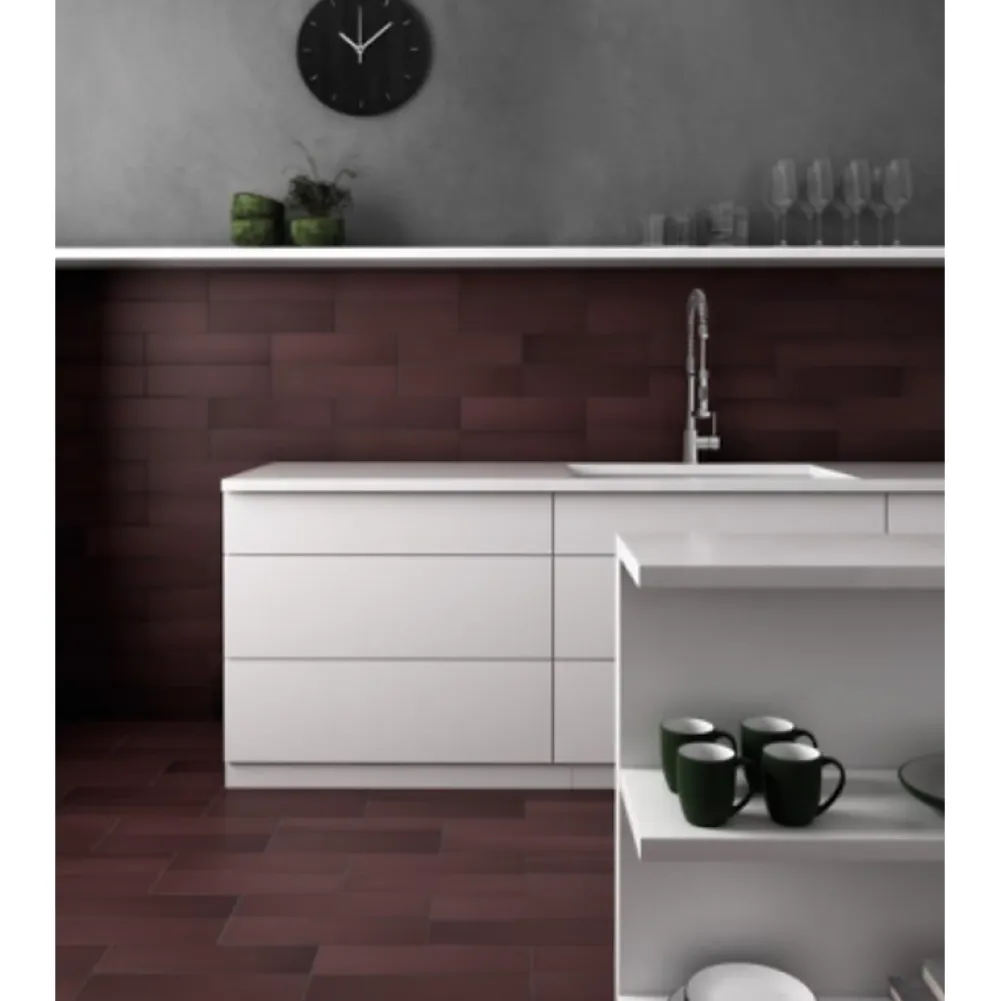 Aelle Carrelage Carrelage sol / mur pose baton rompu chevron uni rouge bordeaux terre cuite mate STROMBOLI OXBLOOD- Carrelage Sol Uni