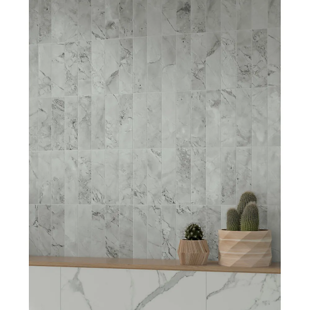 Aelle Carrelage Carrelage Sol Effet Marbre<Carrelage sol / mur rectangulaire effet marbre gris mate 6x24 cmSCULTOREA foam grey miniature J478