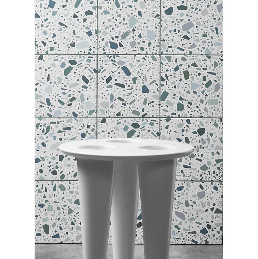 Aelle Carrelage Carrelage sol / mur terrazzo multicouleur 18,6x18,6 cm CONFETTI BIANCO PETROLIO- Carrelage Sol Effet Terrazzo